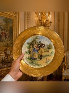 Original Vintage Fine Art Porcelain 10” Plate LADY RENEE 22k GOLD Osborne Studio
